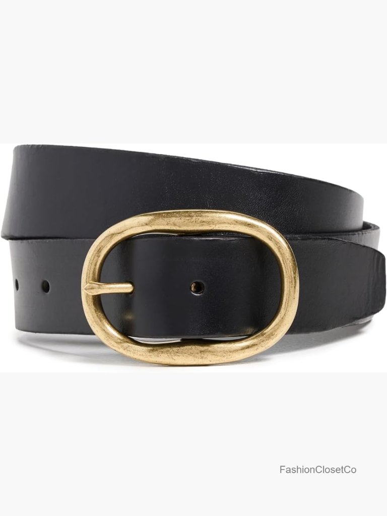 Leather Cowhide Classic Oval Buckle Belt